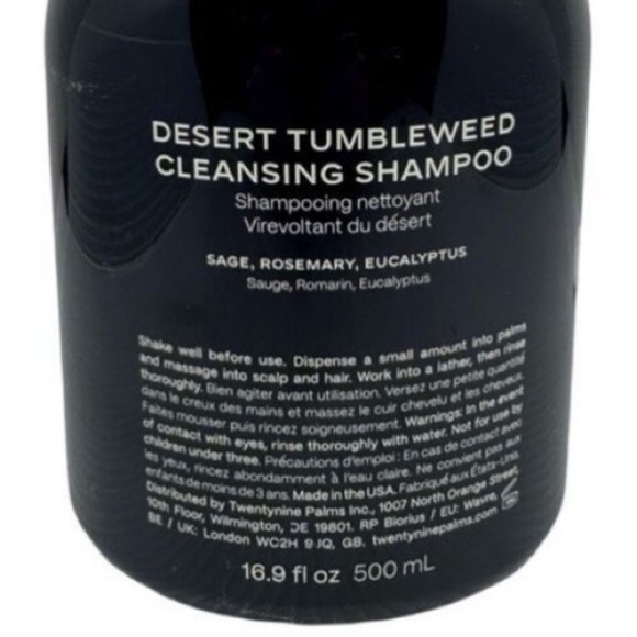 TwentyNine PALMS Desert Tumbleweed Cleansing Shampoo 16.9 fl oz / 500 ml NIB - Picture 8 of 10